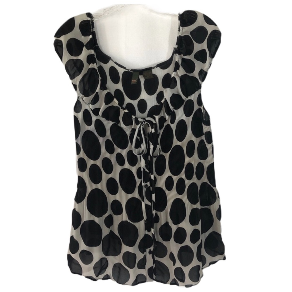 Serendade Black & White Polka Dot Sheer Top